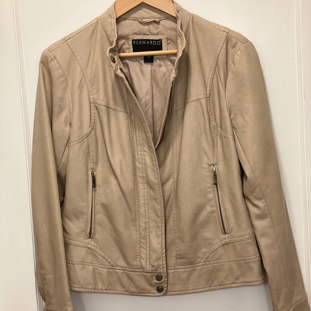 Bernardo Cream Biker Motorcycle Jacket
